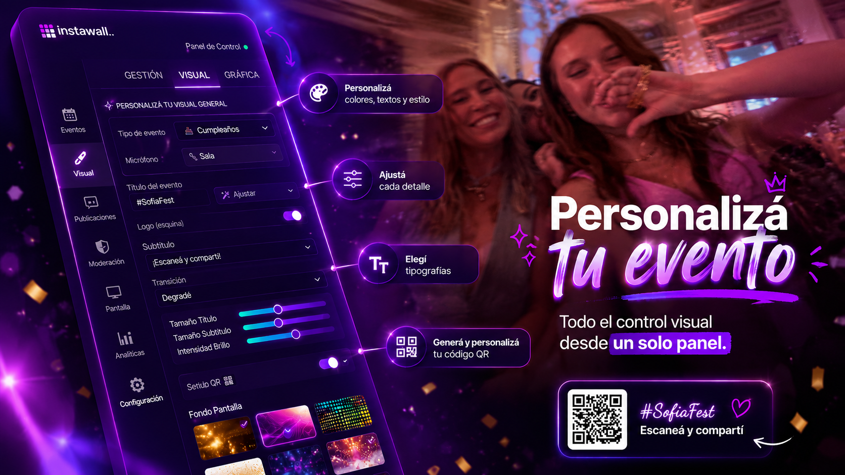 Panel de control autogestionable instawall